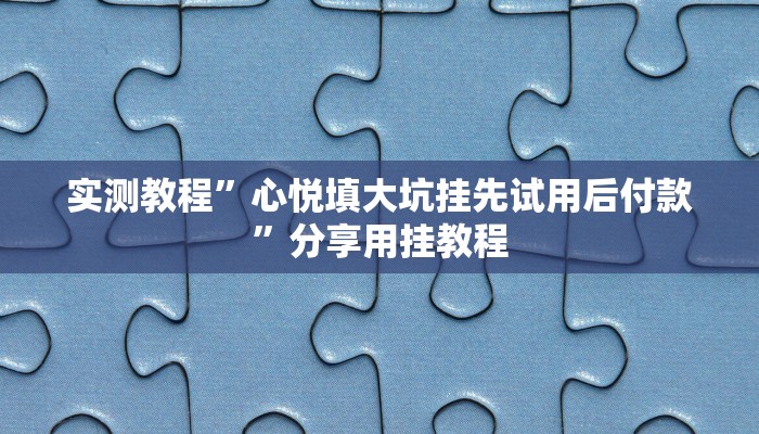 实测教程”心悦填大坑挂先试用后付款”分享用挂教程